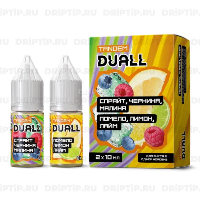 Жидкость Duall Tandem Salt - Спрайт Черника Малина и Помело Лимон Лайм 