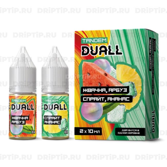 Жидкость Duall Tandem Salt - Спрайт Ананас и Жвачка Арбуз 